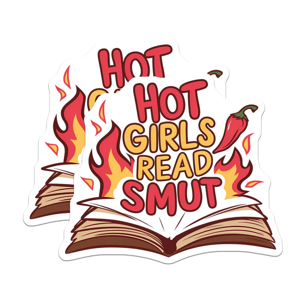 (2 Pack) Hot Girls Read Smut Magnets - Smut Reader Humor - Spicy Bookish Fan Decor - Book Lover Affirmation - 5 Inches On Longest Side - Thick Durable Magnet - Made in USA - MAG23119