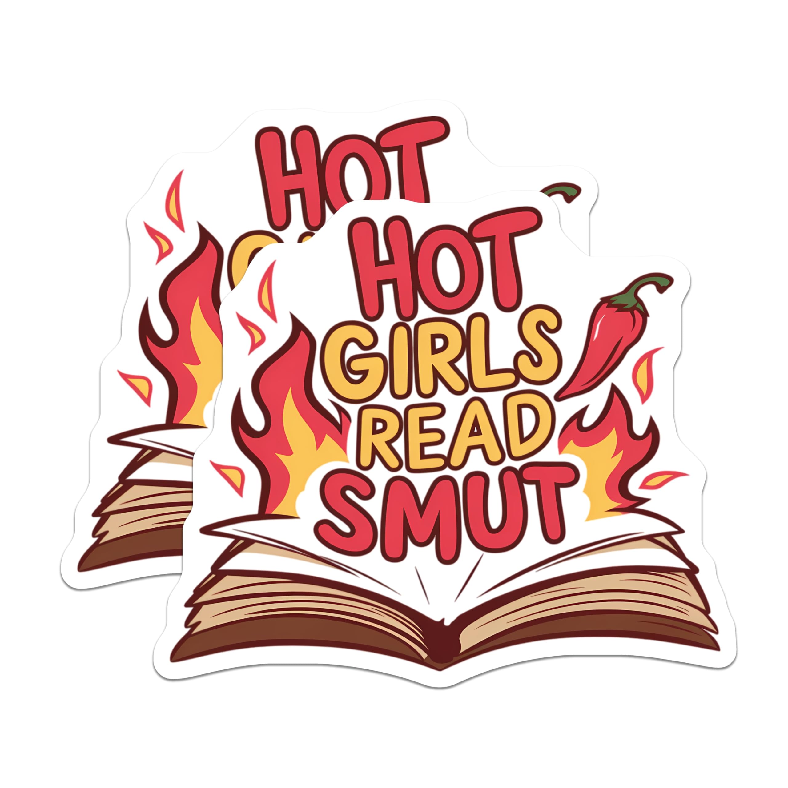 (2 Pack) Hot Girls Read Smut Magnets - Smut Reader Humor - Spicy Bookish Fan Decor - Book Lover Affirmation - 5 Inches On Longest Side - Thick Durable Magnet - Made in USA - MAG23119