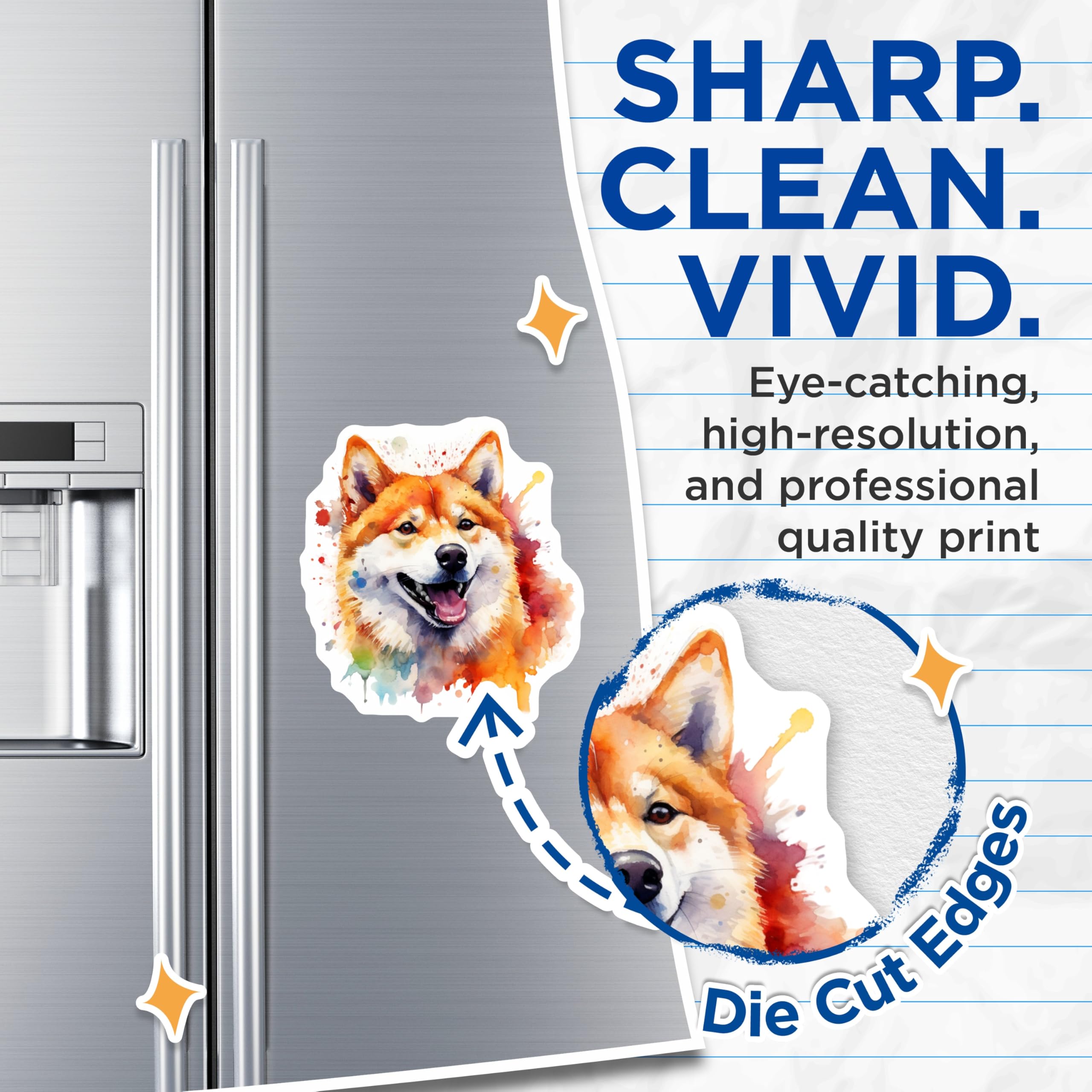 (2 Pack) Shiba Inu Dog Magnets - Watercolor Pet Art - Happy Dog Lover Decor - 5 Inches On Longest Side - Thick Durable Magnet - Made in USA - MAG25990