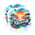 (2 Pack) Florida Sunset Stickers - Nature Landscape - Travel Destination Decals - 5" On Longest Side - Sticks to Smooth Flat Surfaces - Made in USA - BMCS6672