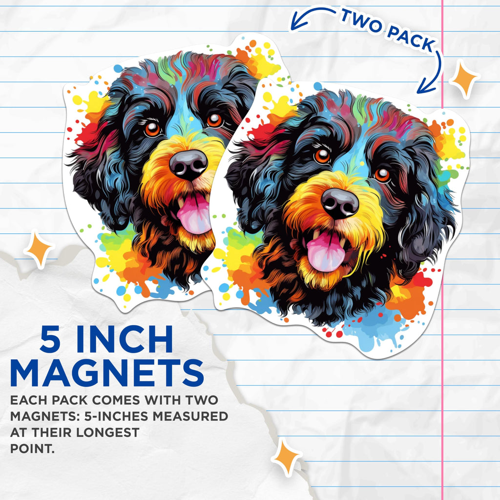 (2 Pack) Portuguese Water Dog Dog Breed Magnets - 5 Inches On Longest Side - Choose from Over 100 Dog Breeds - for Cars, Refrigerators, Toolboxes - Made in USA - MAG1925