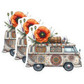 (3 Pack) Hippie Van Decals - VW Bus Stickers - Bohemian Decal - 3 Inches On Longest Side - Easy Peel & Apply - Made in USA - 3MCS7632