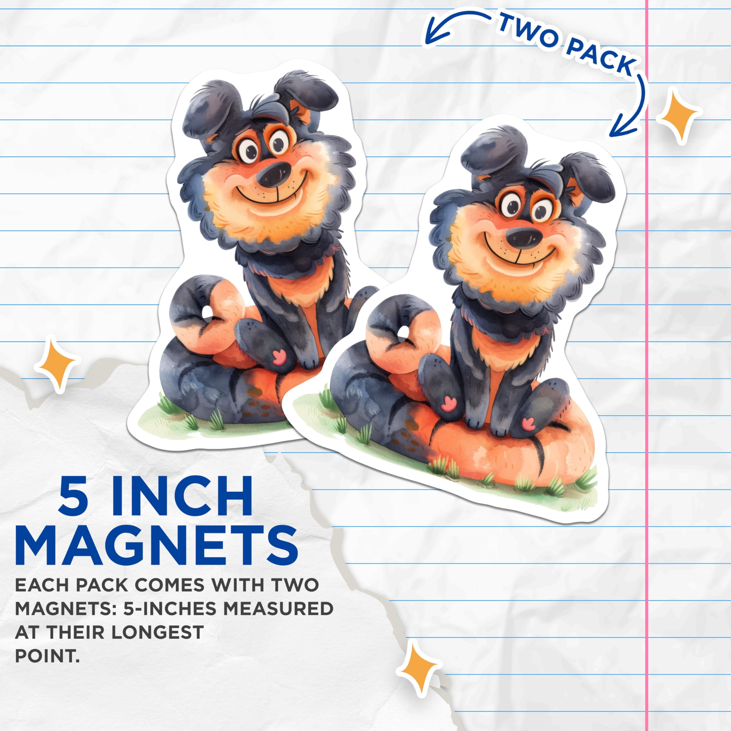 (2 Pack) Cute Dog Magnets - Smiling Puppy Pet Lover Art - Autumn Pumpkin Fridge Decor - 5 Inches On Longest Side - Thick Durable Magnet - Made in USA - MAG27674