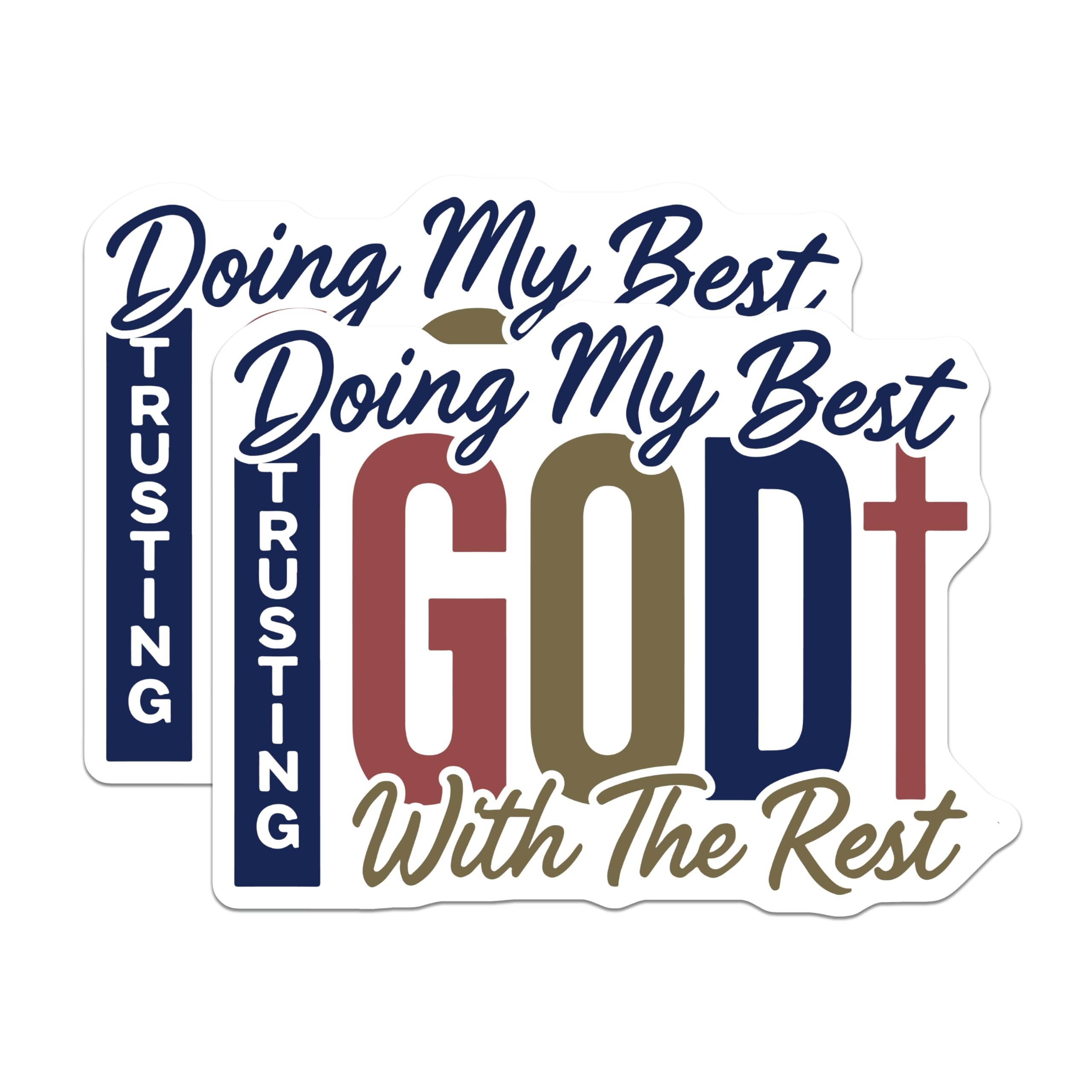 (2 Pack) Christian Magnets - Doing My Best Trusting God Quote Magnets - Inspirational Faith Spiritual Affirmation Decor - 5 Inches On Longest Side - Thick Durable Magnet - Made in USA - MAG19532