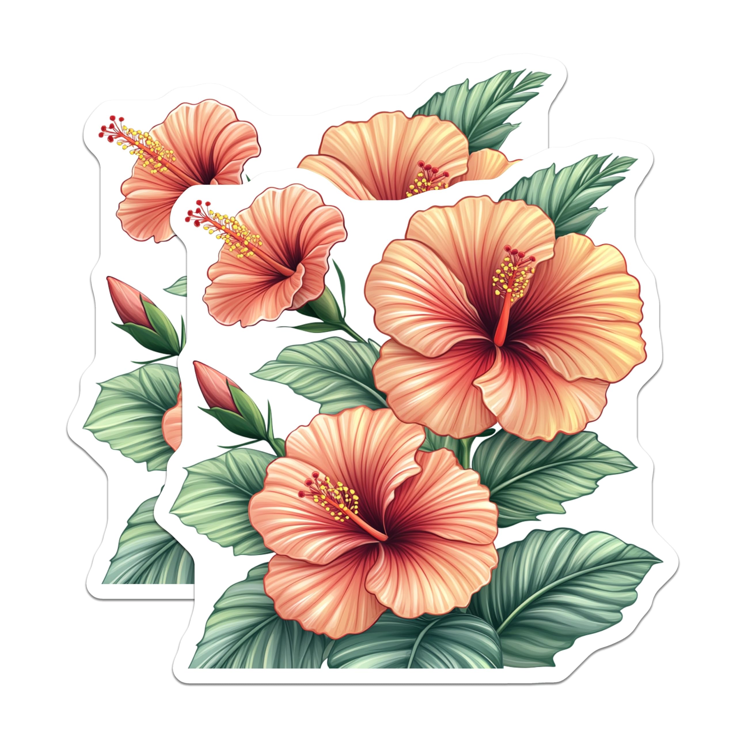 (2 Pack) Tropical Hibiscus Magnets - Summer Floral Fridge Magnets - Botanical Hawaiian Decor - 5 Inches On Longest Side - Thick Durable Magnet - Made in USA - MAG27708