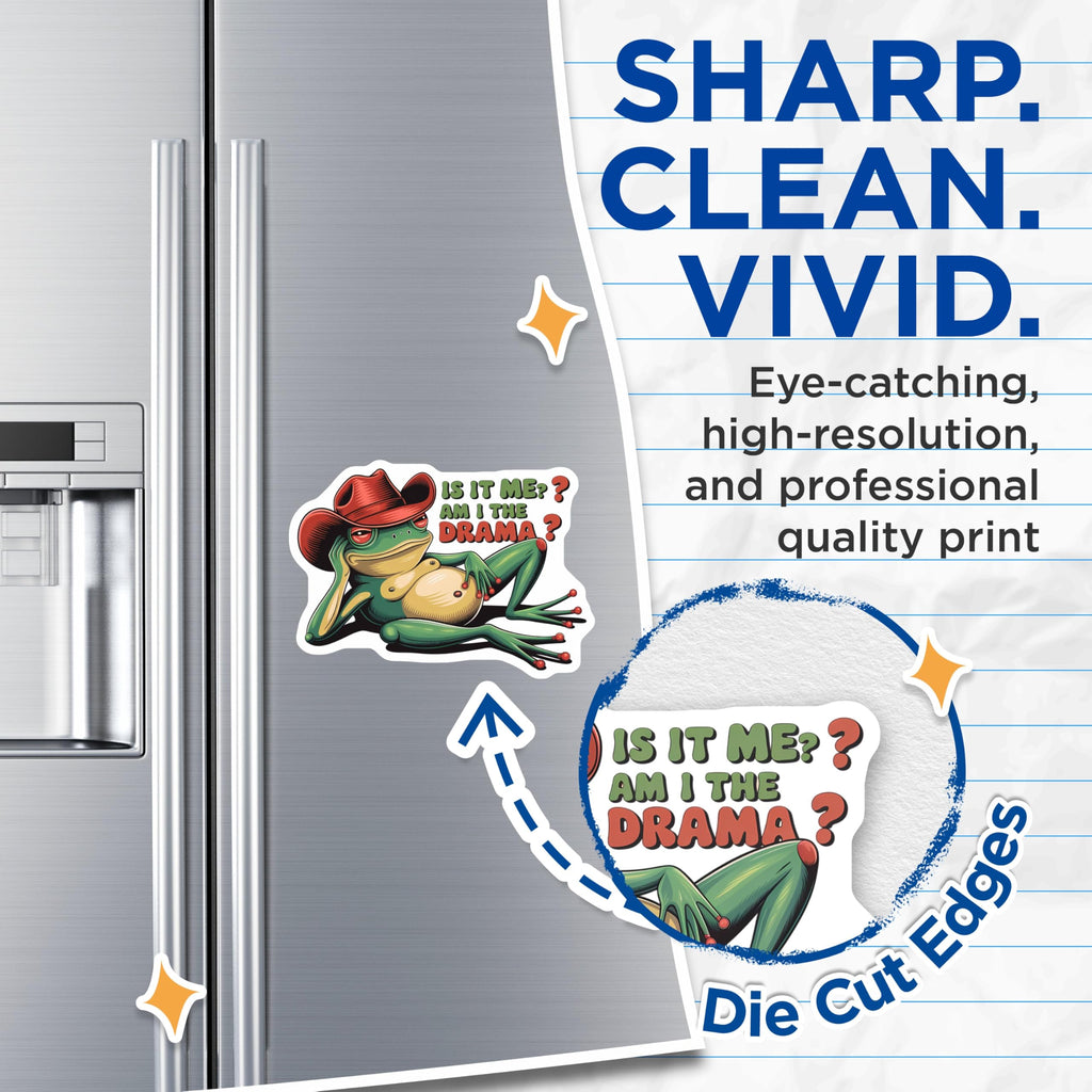 (2 Pack) Drama Frog Magnets - Sassy Amphibian Art - Cowboy Hat Meme - Refrigerator Humor - 5 Inches On Longest Side - Thick Durable Magnet - Made in USA - MAG22986