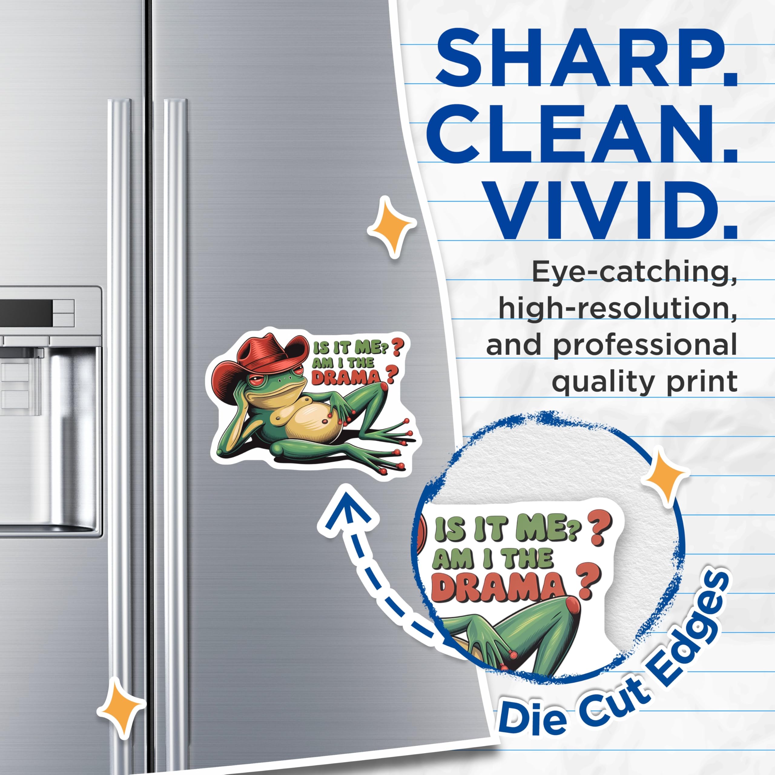 (2 Pack) Drama Frog Magnets - Sassy Amphibian Art - Cowboy Hat Meme - Refrigerator Humor - 5 Inches On Longest Side - Thick Durable Magnet - Made in USA - MAG22986