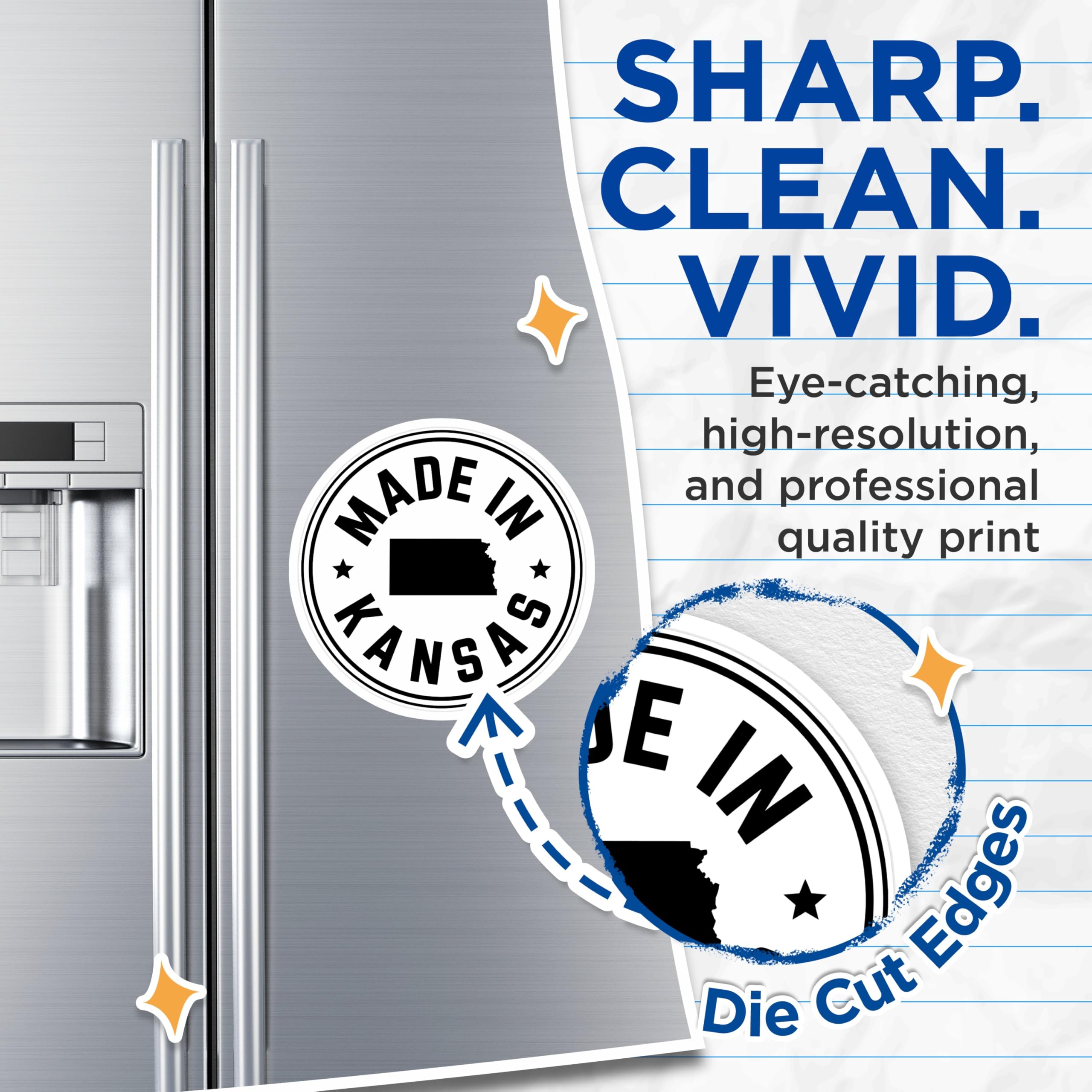 (2 Pack) Kansas Magnets - Made in Kansas - State Pride - Fridge Magnets - 5" On Longest Side - Premium Magnet - for Cars, Refrigerators, Toolboxes, Lockers - Made in USA - MAG15212