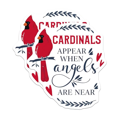 (2 Pack) Cardinals Appear When Angels are Near Stickers - Nature Bird Decals - 5" On Longest Side - Sticks to Smooth Flat Surfaces - Made in USA - BMCS8629 - BMCS8629