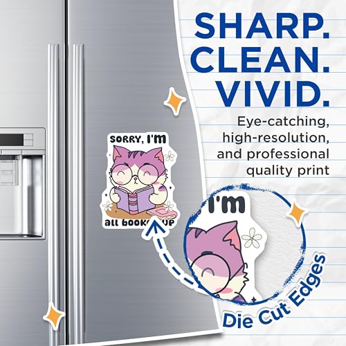 (2 Pack) Cute Cat Reading Magnets - Funny Cat Decor - Book Lover Gift Magnets - Cute Desk Accessory - Cat Reading Humor - 5" On Longest Side - for Cars, Fridges, Toolboxes - Made in USA - MAG7039