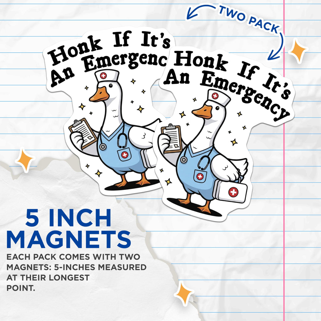 (2 Pack) Nurse Duck Magnets - Emergency Animal Mem - Refrigerator Home Decor - 5" On Longest Side - Premium Magnet - for Cars, Refrigerators, Toolboxes, Lockers - Made in USA - MAG16537