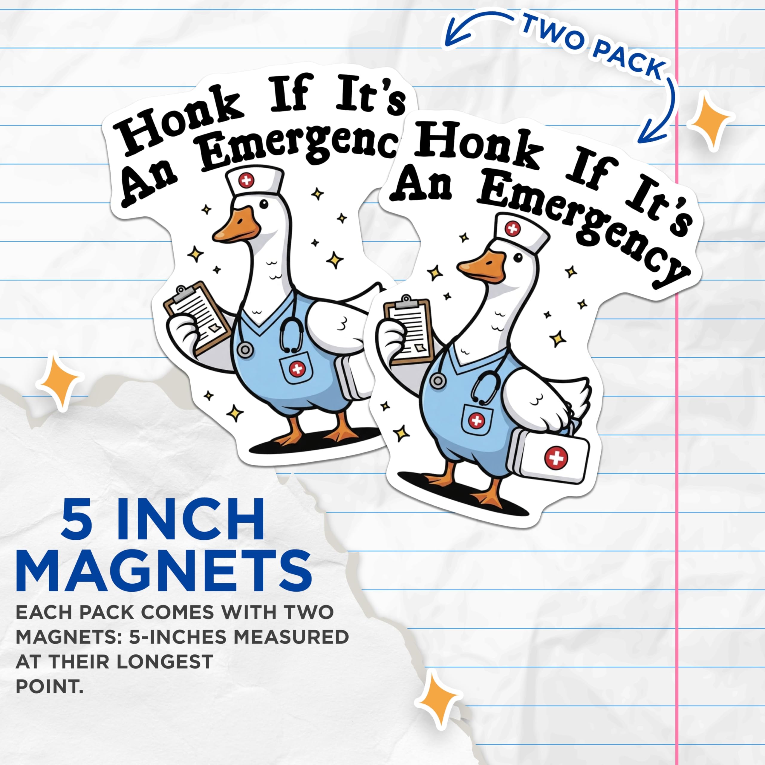 (2 Pack) Nurse Duck Magnets - Emergency Animal Mem - Refrigerator Home Decor - 5" On Longest Side - Premium Magnet - for Cars, Refrigerators, Toolboxes, Lockers - Made in USA - MAG16537