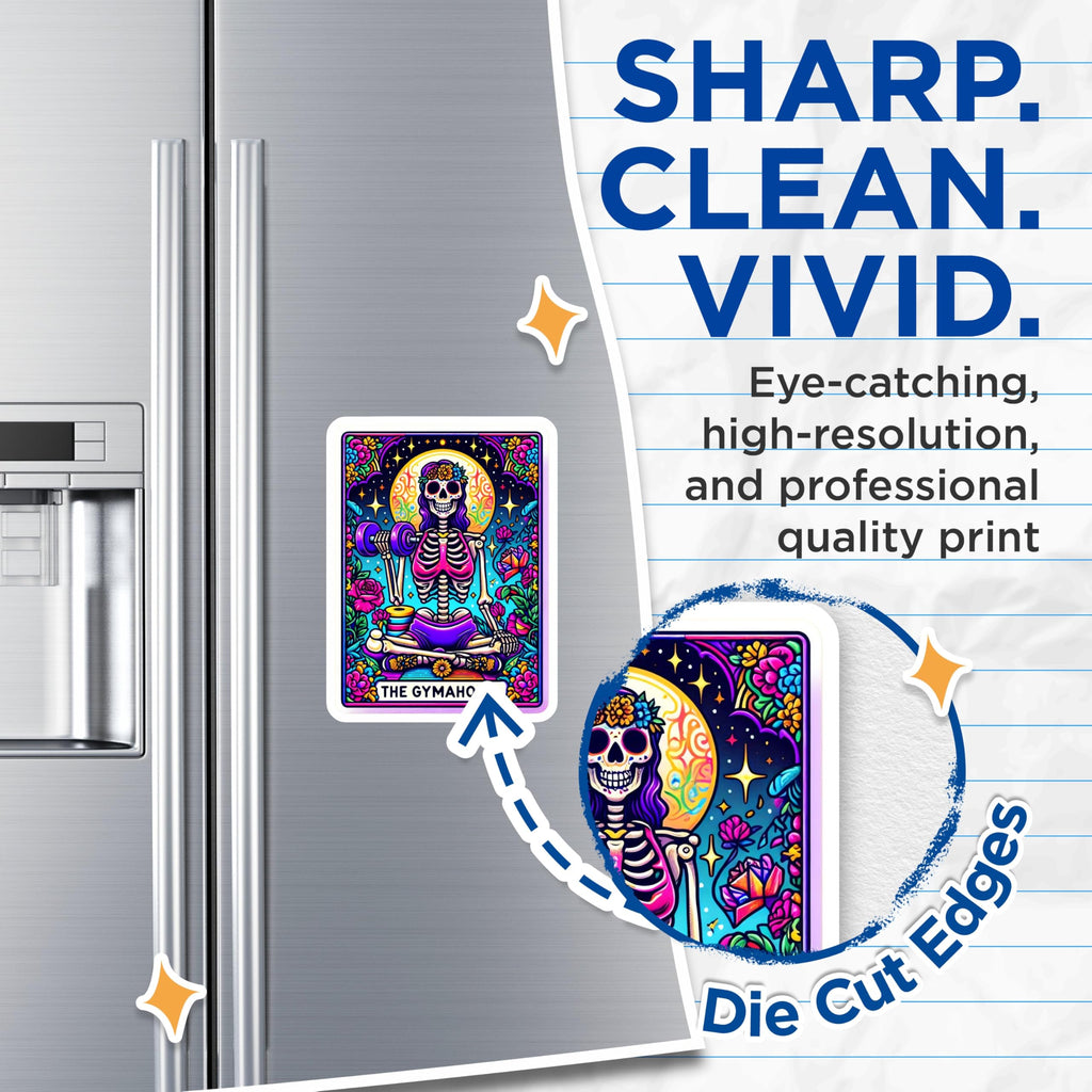 (2 Pack) Gym Skeleton Magnets - Fitness Lover Art - Day of the Dead Calavera Decor - 5 Inches On Longest Side - Thick Durable Magnet - Made in USA - MAG23865