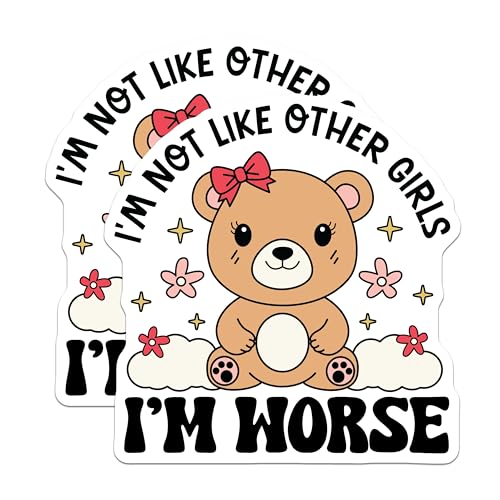(2 Pack) Not Like Other Girls Magnets - Cute Bear Magnets - Funny Quote - Cute Animal - 5" On Longest Side - for Cars, Fridges, Toolboxes - Made in USA - MAG4107
