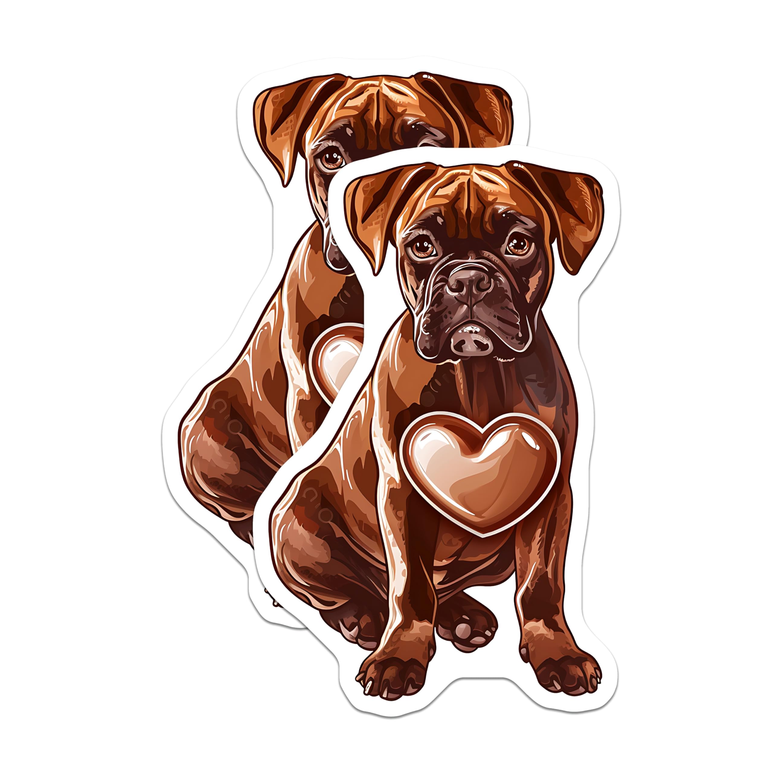 (2 Pack) Boxer Dog Magnets - Heart Design - Canine Lover Decor - 5" On Longest Side - Premium Magnet - for Cars, Refrigerators, Toolboxes, Lockers - Made in USA - MAG16670