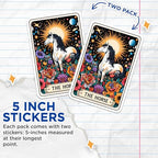 (2 Pack) The Horse Stickers - Sun and Flowers Stickers - Celestial Animal Stickers - 5" On Longest Side - Sticks to Smooth Flat Surfaces - Made in USA - BMCS4468