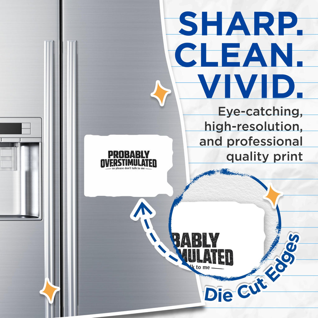 (2 Pack) Overstimulated Magnets - Introvert Humor Fridge Accessory - Personal Space Reminder - Funny Quiet Zone Decor - 5 Inches On Longest Side - Thick Durable Magnet - Made in USA - MAG21522