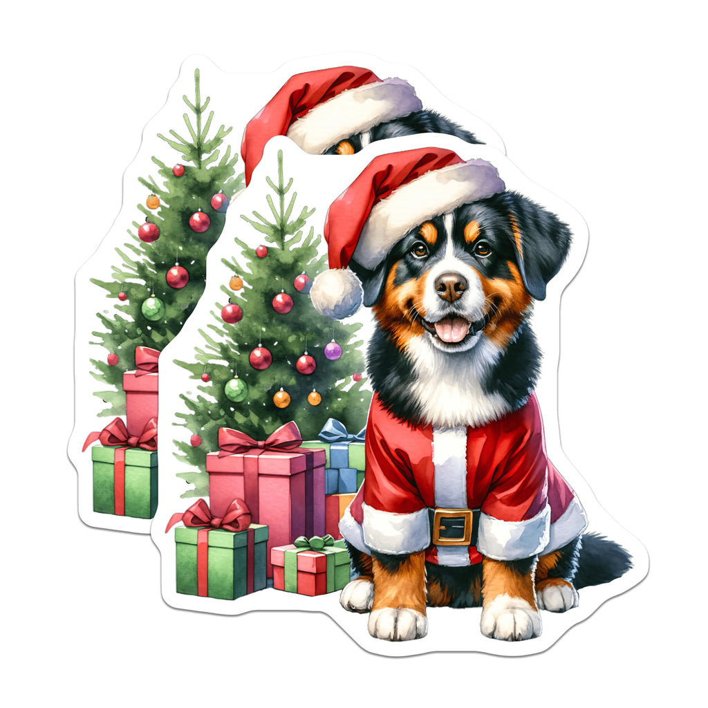 (2 Pack) Bernese Mountain Dog Christmas Magnets - Santa Puppy Decor - Holiday Pet Magnets - 5 Inches On Longest Side - Thick Durable Magnet - Made in USA - MAG29520