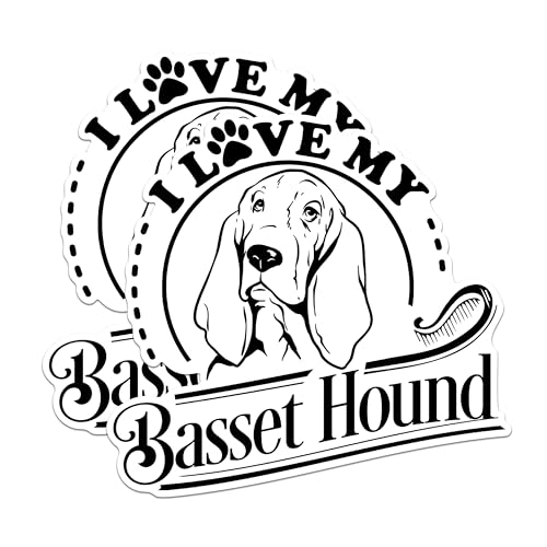 (2 Pack) I Love My Basset Hound Magnets - Dog Breed Lovers Magnets - Basset Hound Owner Decorative Magnets- 5" On Longest Side - for Fridges, Toolboxes, Cars - Made in USA - MAG2963