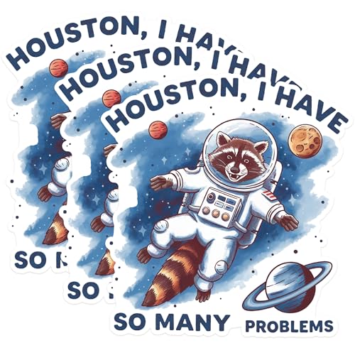 (3 Pack) Astronaut Raccoon Decals - Funny Space Decal - Laptop Decal - 3 Inches On Longest Side - Easy Peel & Apply - Made in USA - 3MCS1748