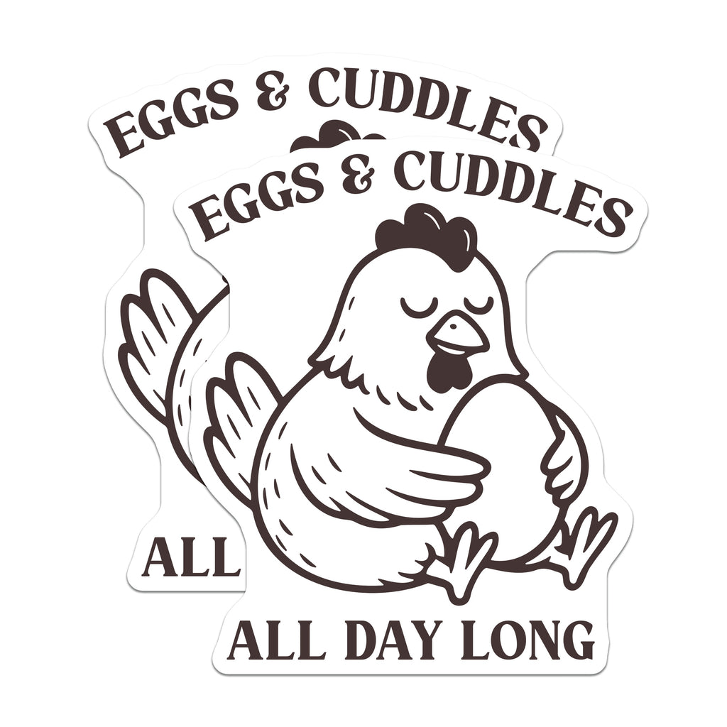 (2 Pack) Eggs & Cuddles Chicken Magnets - Funny Farm Animal Fridge Decor - Cute Hen Kitchen Magnets - Backyard Chicken Owners - 5" - Durable Magnet - Made in USA - MAG38052