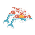 (2 Pack) Dolphin Beach Sunset Stickers - Tropical Beach Vacation Stickers - Ocean Animal Stickers - 5" On Longest Side - Sticks to Smooth Flat Surfaces - Made in USA - BMCS4869
