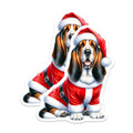 (2 Pack) Basset Hound Santa Magnets - Christmas Dog Refrigerator Decor - Holiday Pet Artwork - 5 Inches On Longest Side - Thick Durable Magnet - Made in USA - MAG29593