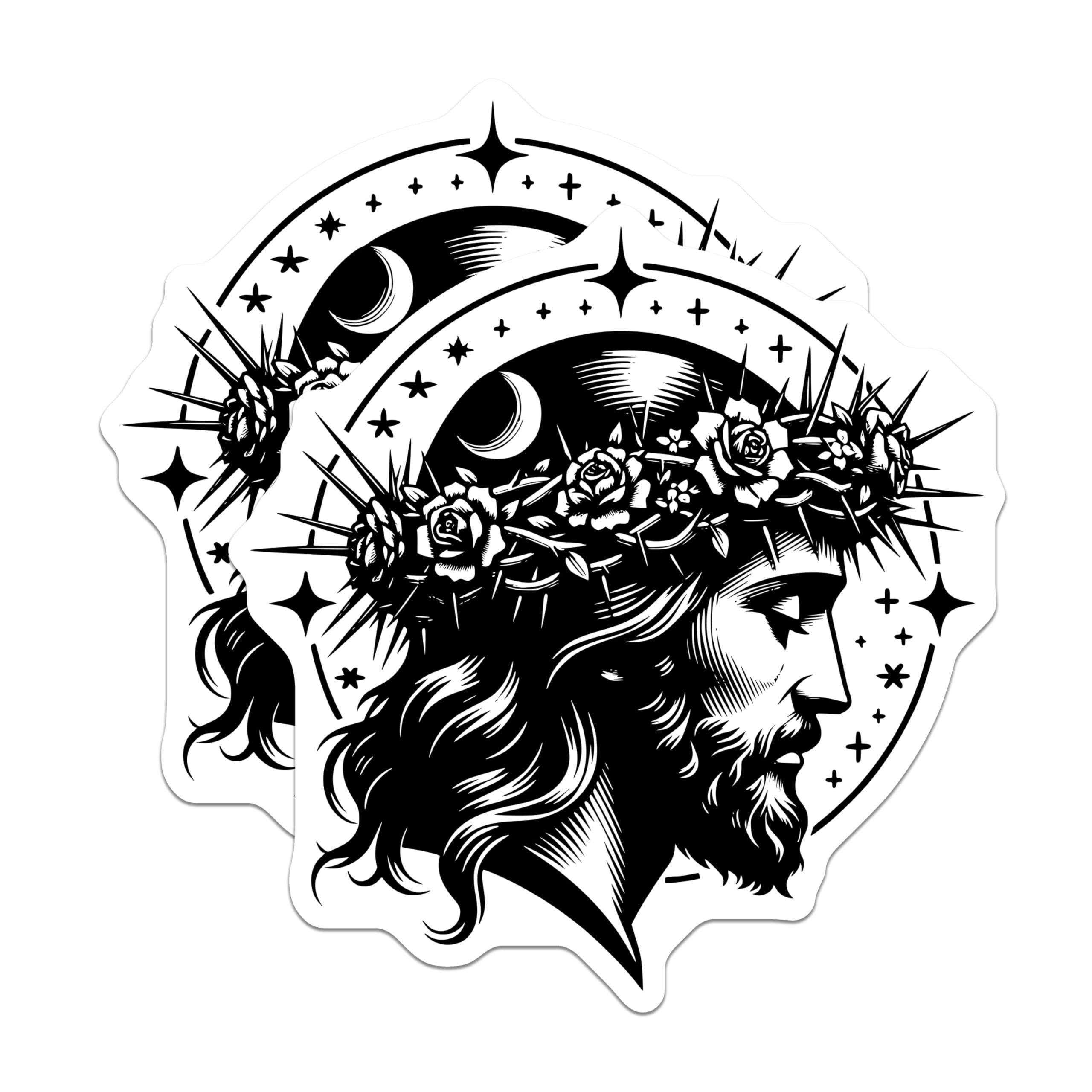 (2 Pack) Jesus Christ Magnets - Crown of Thorns Art - Religious Devotional Decor - Christian Faith Inspiration - 5 Inches On Longest Side - Thick Durable Magnet - Made in USA - MAG27954