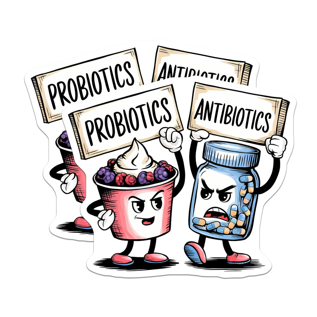 (2 Pack) Funny Probiotics Versus Antibiotics Magnets - Kitchen Decor - Health Humor - 5" On Longest Side - for Cars, Fridges, Toolboxes - Made in USA - MAG7634