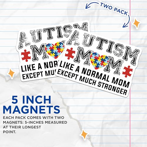 (2 Pack) Autism Awareness Magnet - 5" On Longest Side - Sticks to Smooth Flat Surfaces - Made in USA - MAG9895