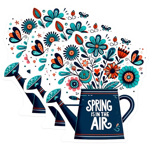 (3 Pack) Spring Flowers Decals - Watering Can Art - Laptop Decal - 3 Inches On Longest Side - Easy Peel & Apply - Made in USA - 3MCS6765