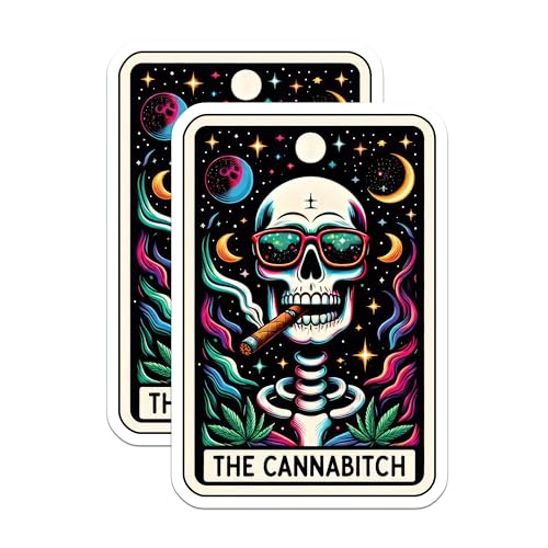 (2 Pack) Skull Stickers - Retro Halloween - Skeleton Smoking - Gothic Art Spooky Cool - 5" On Longest Side - Sticks to Smooth Flat Surfaces - Made in USA - BMCS5362