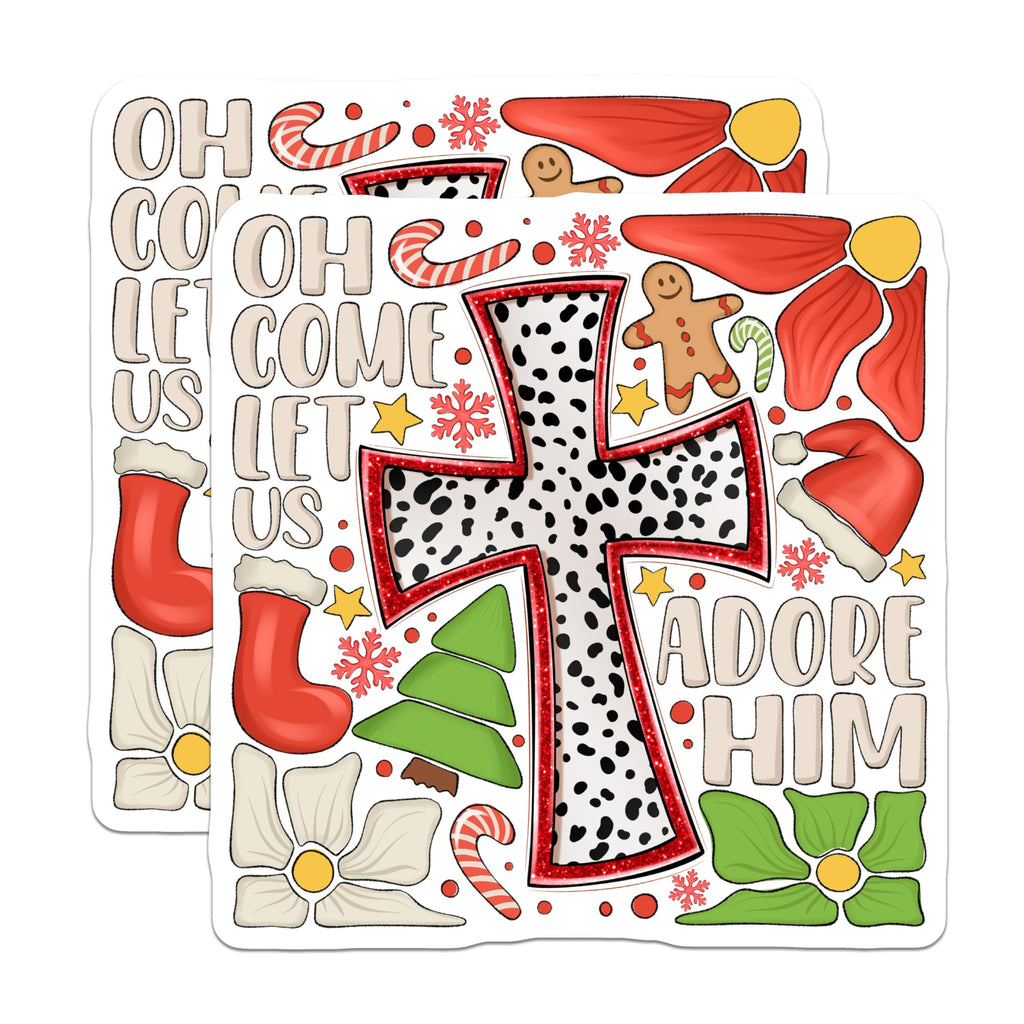 (2 Pack) Christian Christmas Magnets - Oh Come Let Us Adore Him - Religious Holiday Decor - 5 Inches On Longest Side - Thick Durable Magnet - Made in USA - MAG29363