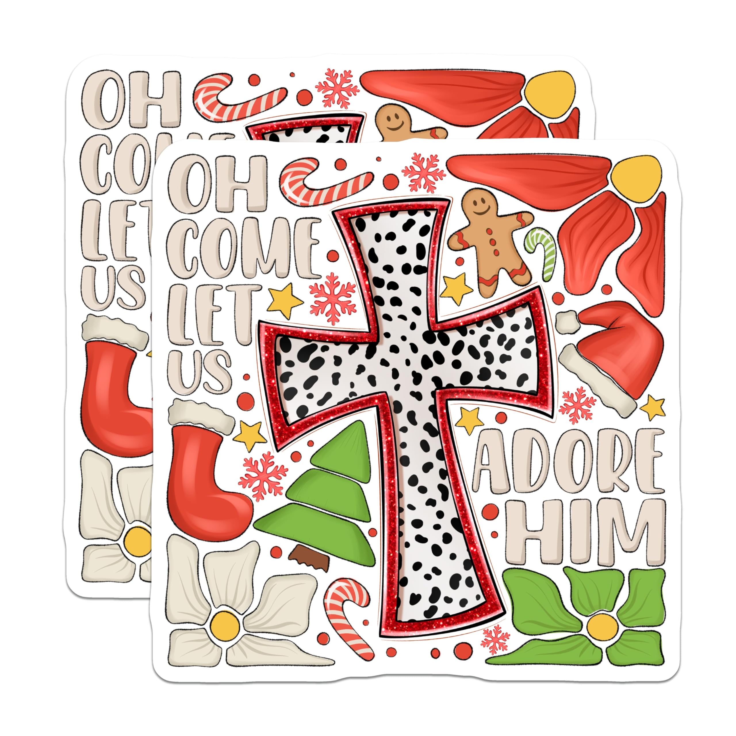 (2 Pack) Christian Christmas Magnets - Oh Come Let Us Adore Him - Religious Holiday Decor - 5 Inches On Longest Side - Thick Durable Magnet - Made in USA - MAG29363