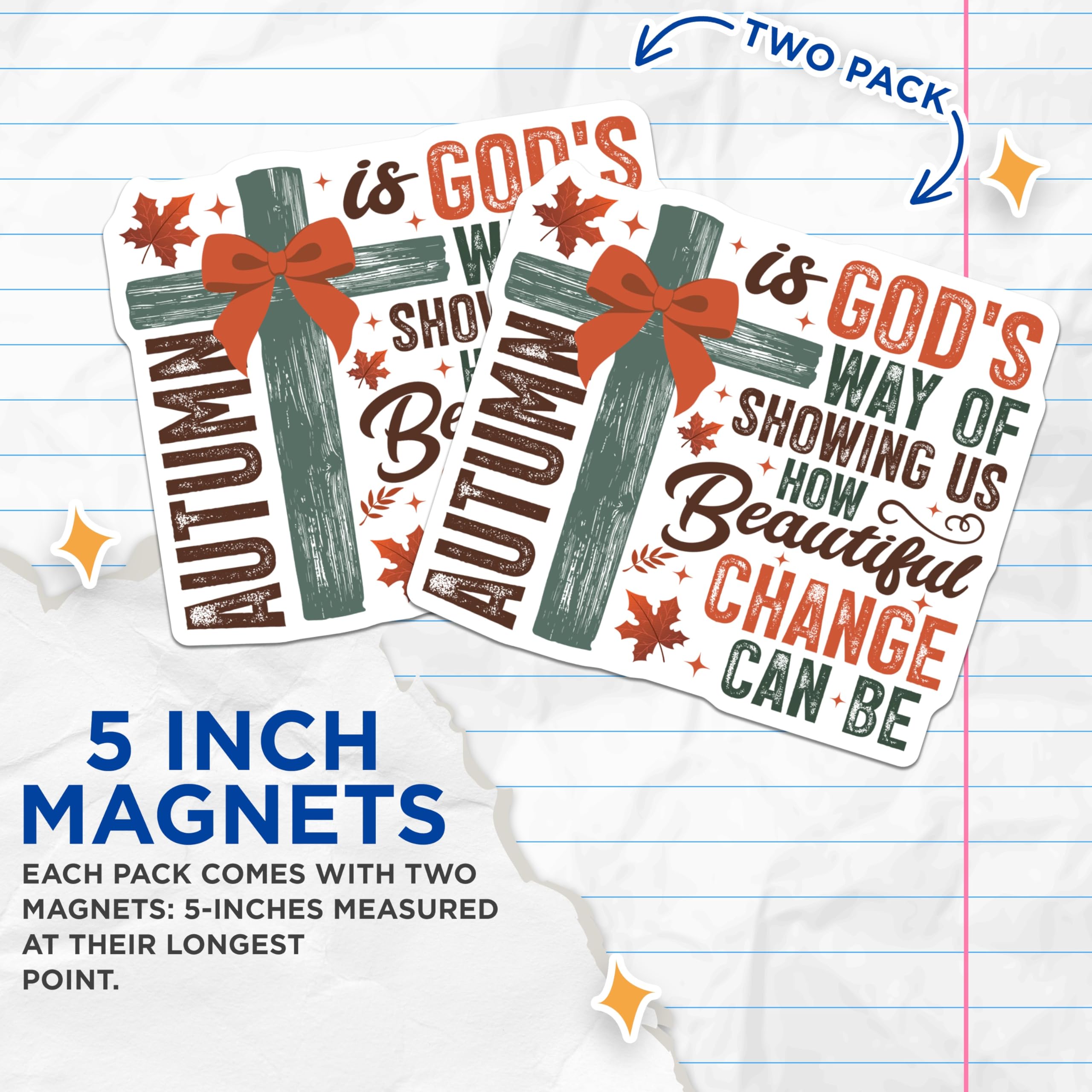(2 Pack) Autumn Christian Magnets - God's Way Inspirational Decor - Fall Farmhouse Refrigerator Magnets - 5 Inches On Longest Side - Thick Durable Magnet - Made in USA - MAG28714