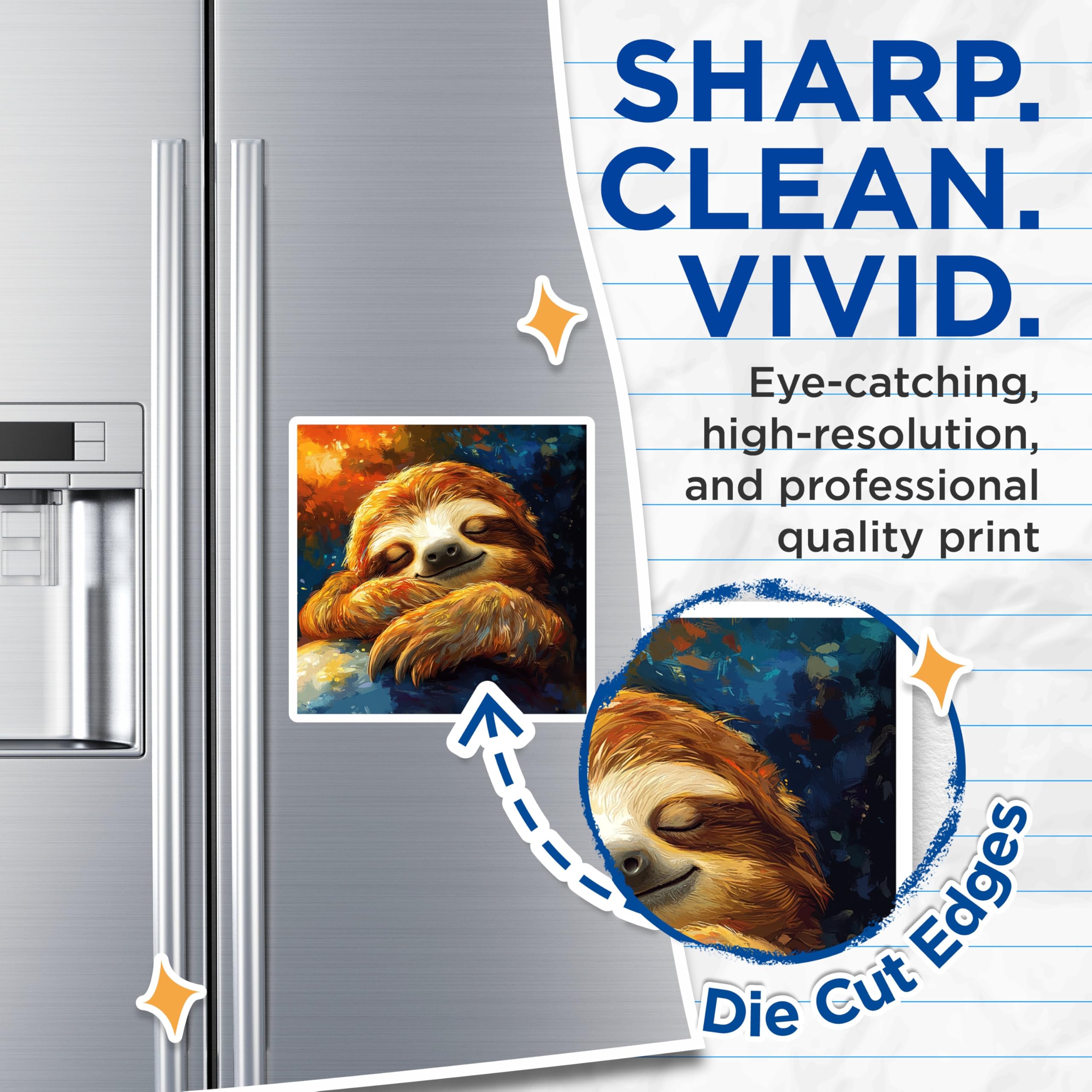 (2 Pack) Sleeping Sloth Magnets - Cute Animal Art - Cozy Fridge Decor - Jungle Slumber - 5 Inches On Longest Side - Thick Durable Magnet - Made in USA - MAG24456