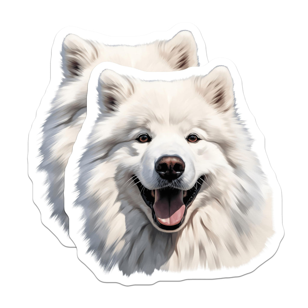 (2 Pack) Samoyed Dog Magnets - Happy Fluffy Canine - Pet Lover Decor - 5 Inches On Longest Side - Thick Durable Magnet - Made in USA - MAG29490