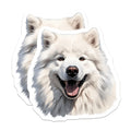 (2 Pack) Samoyed Dog Magnets - Happy Fluffy Canine - Pet Lover Decor - 5 Inches On Longest Side - Thick Durable Magnet - Made in USA - MAG29490