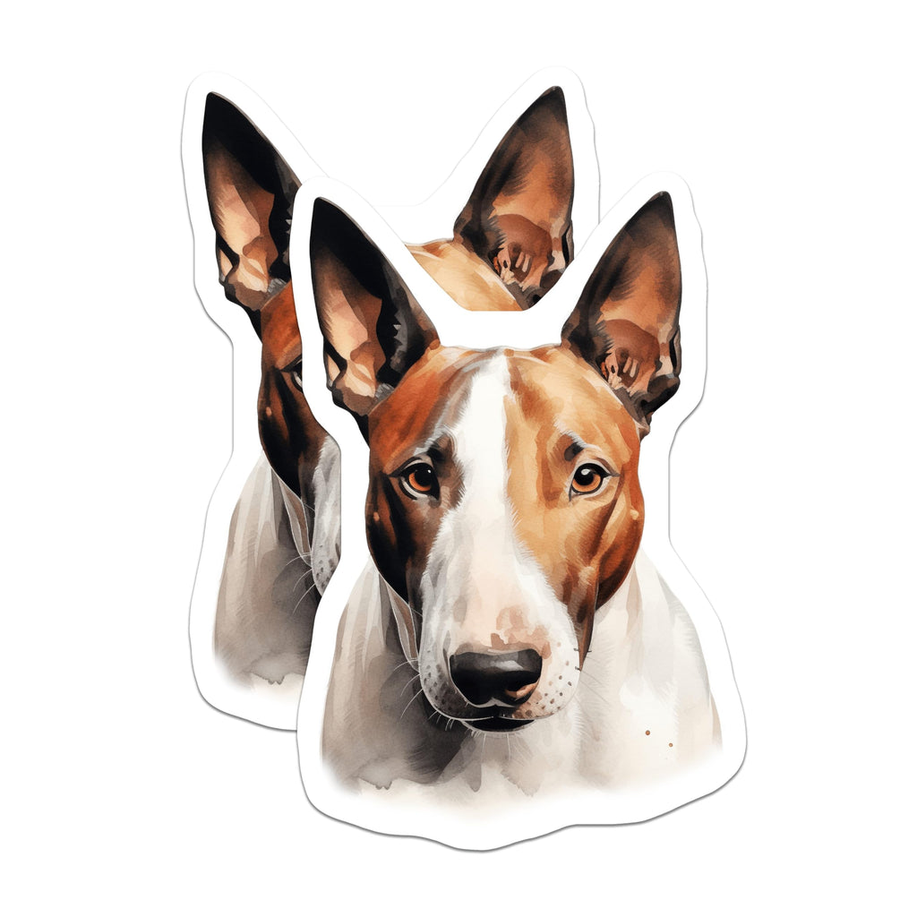 (2 Pack) Bull Terrier Dog Magnets - Watercolor Pet Art - Dog Owner Decor - 5 Inches On Longest Side - Thick Durable Magnet - Made in USA - MAG26671