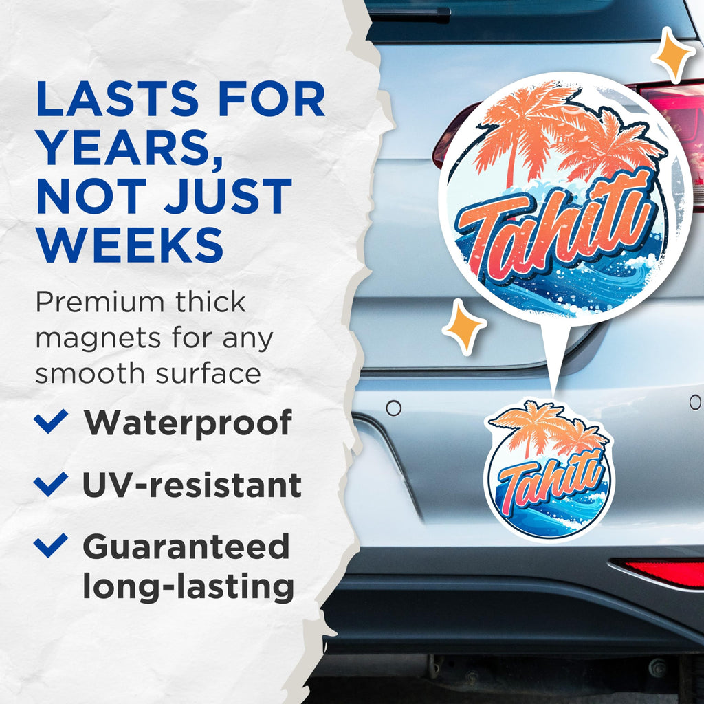 (2 Pack) Tahiti Magnets - Tropical Island Decor - Beach Vacation Souvenir - 5" On Longest Side - Premium Magnet - for Cars, Refrigerators, Toolboxes, Lockers - Made in USA - MAG17906