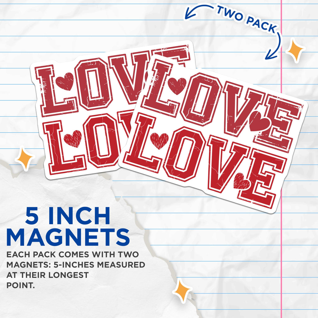 (2 Pack) Love Heart Magnets - Romantic Decor - Aesthetic Fridge Magnets - 5" On Longest Side - Premium Magnet - for Cars, Refrigerators, Toolboxes, Lockers - Made in USA - MAG15045