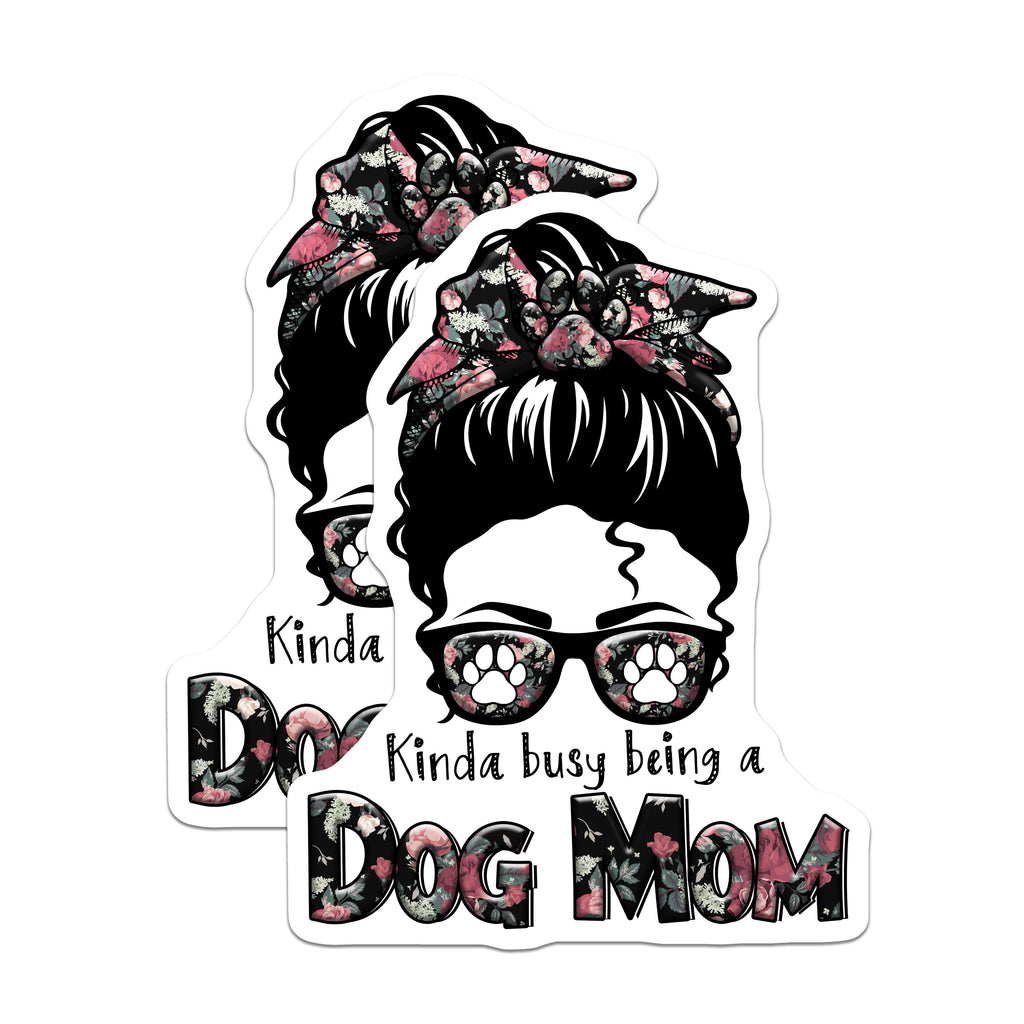 (2 Pack) Dog Mom Magnets - Floral Messy Bun Mama - Pet Lover Refrigerator Decor - 5 Inches On Longest Side - Thick Durable Magnet - Made in USA - MAG37954