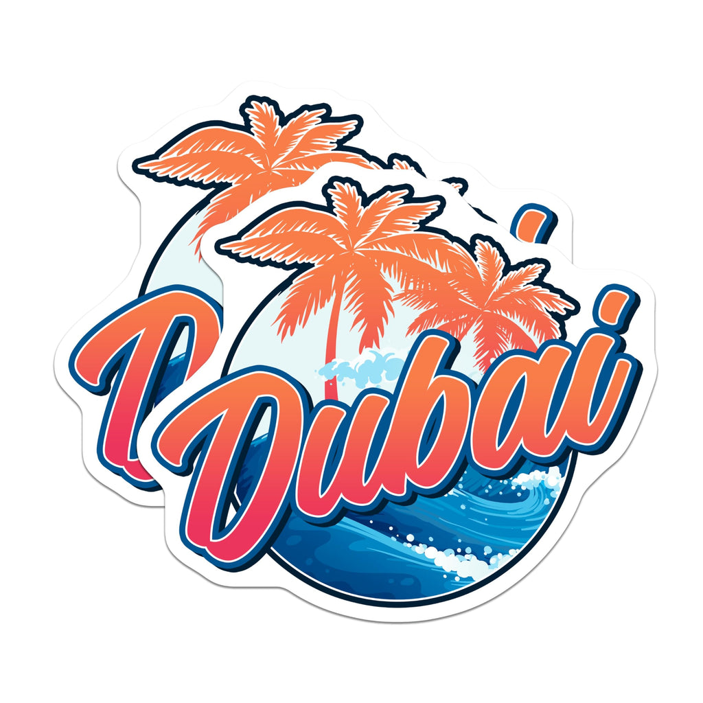 (2 Pack) Dubai Magnets - Travel Souvenir - Tropical Palm Tree Decor - 5" On Longest Side - Premium Magnet - for Cars, Refrigerators, Toolboxes, Lockers - Made in USA - MAG18788