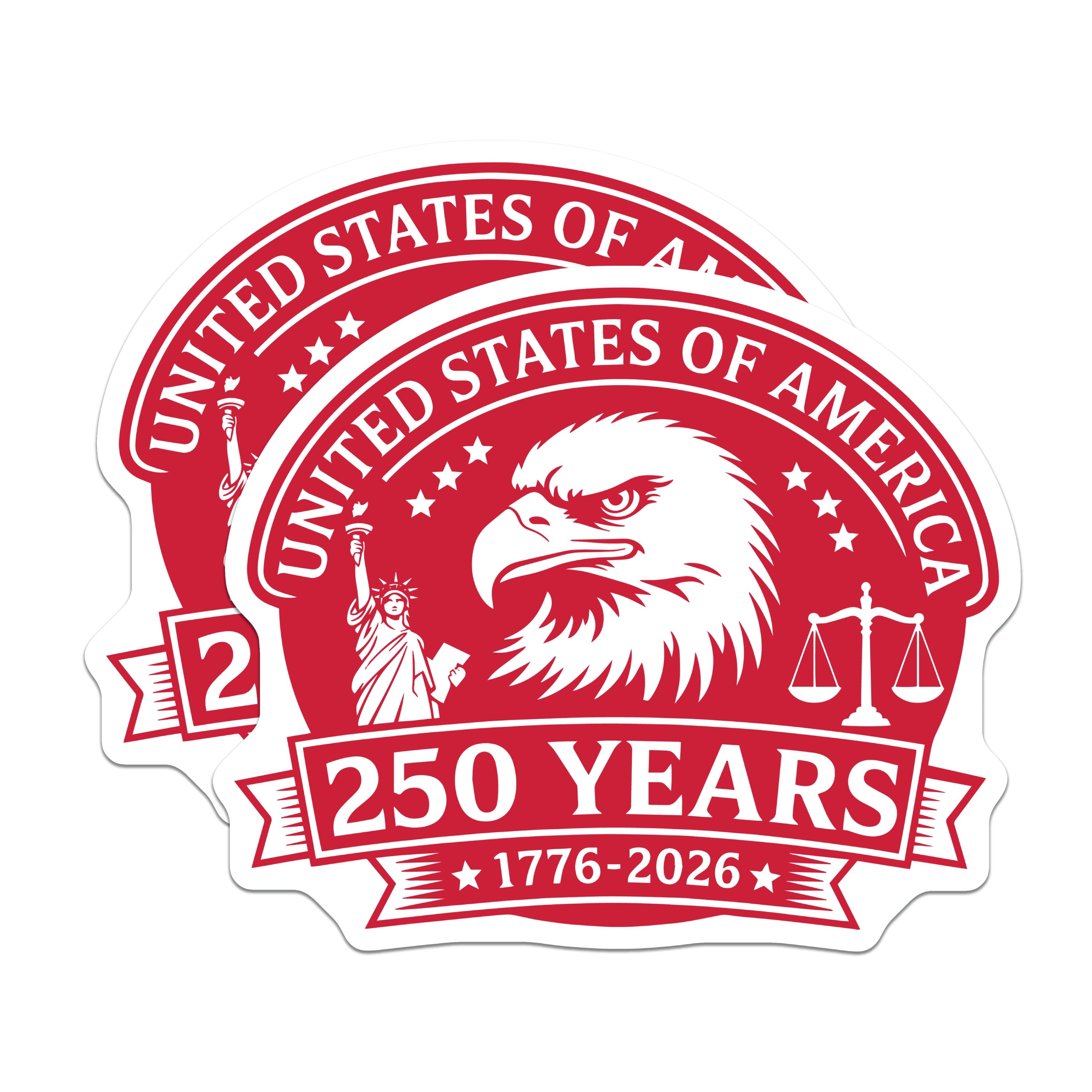 (2 Pack) USA 250th Anniversary Magnets - Patriotic American Decor - Bald Eagle Statue of Liberty Scales - 5 Inches On Longest Side - Thick Durable Magnet - Made in USA - MAG39789
