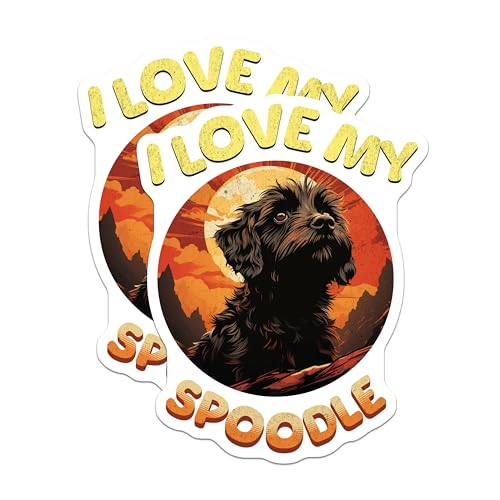 (2 Pack) I Love My Spoodle Magnets - Dog Lover Fridge - Pet Owner Refrig ation - 5" On Longest Side - for Cars, Fridges, Toolboxes - Made in USA - MAG4098
