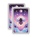 (2 Pack) Magical Bee Magnets - Celestial Moon Phase Artwork - Whimsical Starry Sky Insect Decor - Mystic Honeybee Design - 5 Inches On Longest Side - Thick Durable Magnet - Made in USA - MAG22378