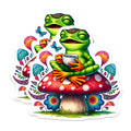 (2 Pack) Frog On Mushroom Magnets - Toad with Tea - Whimsical Home Decor - 5" On Longest Side - Premium Magnet - for Cars, Refrigerators, Toolboxes, Lockers - Made in USA - MAG16514