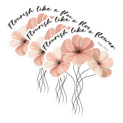 (3 Pack) Floral Flourish Decals - Flower Bouquet Stickers - Inspirational Quote Decal - 3 Inches On Longest Side - Easy Peel & Apply - Made in USA - 3MCS1629