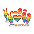 (2 Pack) Peace Love Pride Stickers - Rainbow Hand Heart Flip Flops - LGBTQ - 5" On Longest Side - Sticks to Smooth Flat Surfaces - Made in USA - BMCS8276