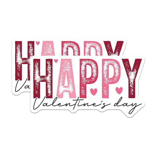 (2 Pack) Happy Valentine's Day Stickers - Cute Valentine's Heart Stickers - Romantic Love Stickers - 5" On Longest Side - Sticks to Any Smooth Flat Surface - Made in USA - BMCS3072